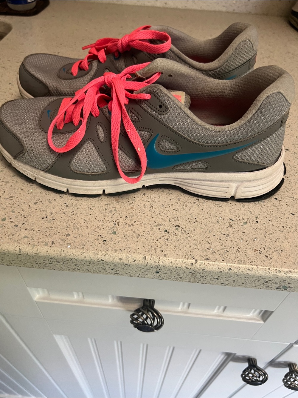Nike’s Gray Athletic Shoes with Pink Laces - Women's Running Sneakers